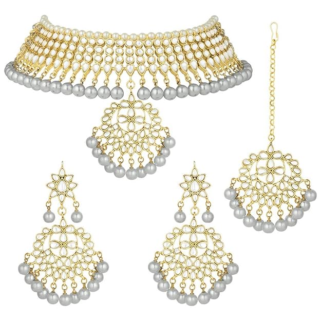 Bridal Kundan Jewellery Pearl Choker Set