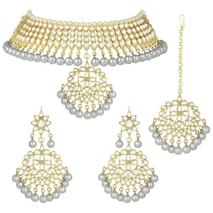 Bridal Kundan Jewellery Pearl Choker Set