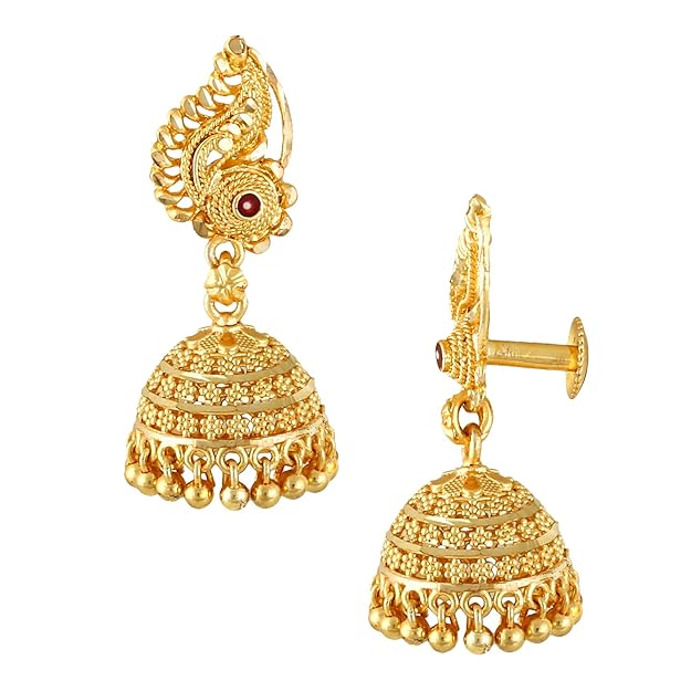 Meenakari Peacock Ruby Jhumki Earrings Set