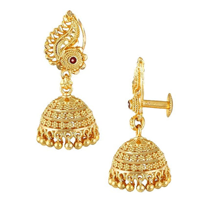 Meenakari Peacock Ruby Jhumki Earrings Set