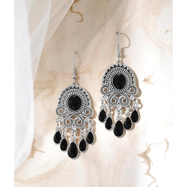 Silver dangle earrings with elegant classic styling