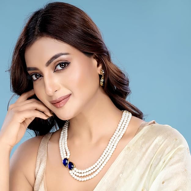 Green Necklace Set in Faux Pearl and Crystal Necklace Jewellery Gift Set for Women