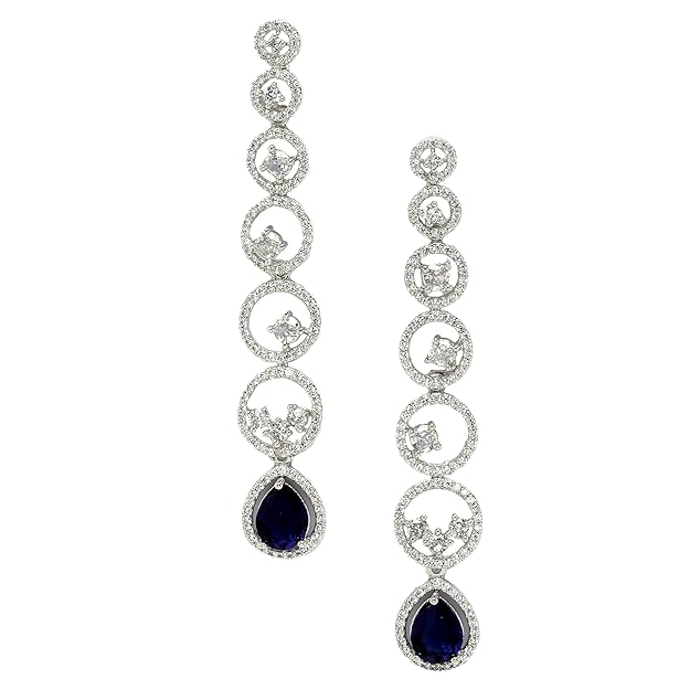 American Diamond Circular Drop Earrings