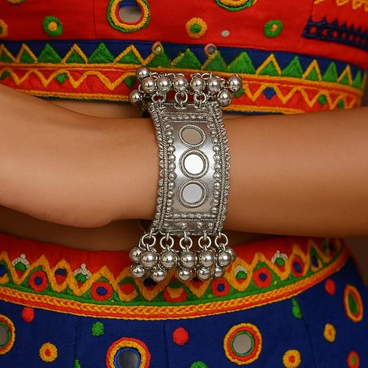 Adjustable Cuff Bracelets Silver Ghungroo Kada