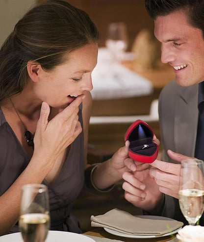 Proposal Ring Box with Light in Blue Elegant Design for Engagement & Romantic Surprise