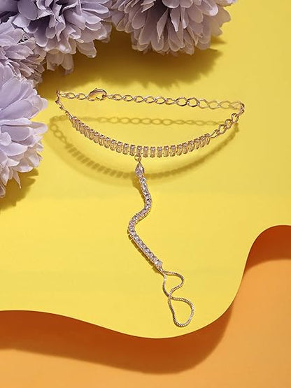 Cubic Zirconia Tennis Bracelet in Rose Gold Dazzling Hand Harness Style
