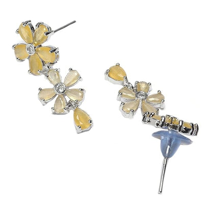 American diamond jewellery in silver finish for festive wear