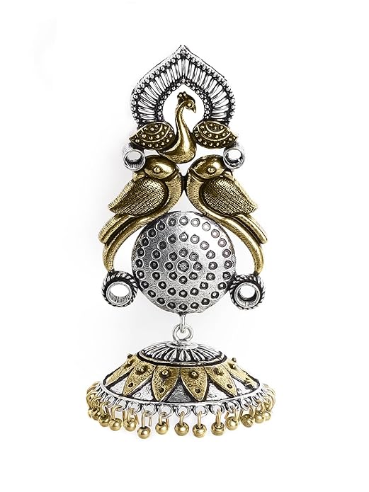 Silver oxidised earrings with traditional ethnic design