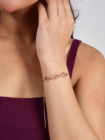 Adjustable Diamond Crystal Rose Gold Charm Bracelet