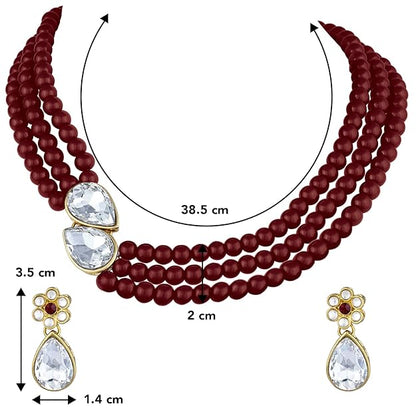 Green Necklace Set in Faux Pearl and Crystal Necklace Jewellery Gift Set for Women