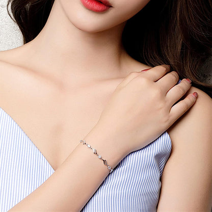 Glam up Your Look with Stylish 925 Silver-Plated Copper Bracelet for Women and Girls