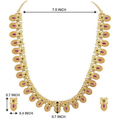 Artificial Temple Jewellery Gold Plated Floral Set