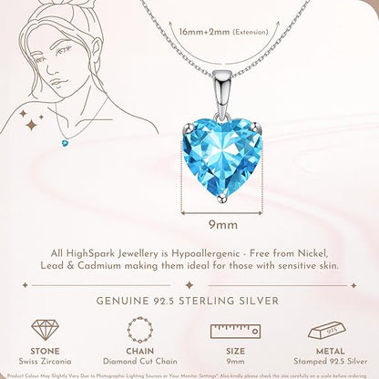 Heart Chain Necklace in 925 Sterling Silver with Diamond Like Brilliance