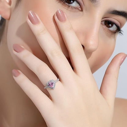 Pink Cubic Zirconia Ring in 925 Pure Sterling Silver Adjustable Design