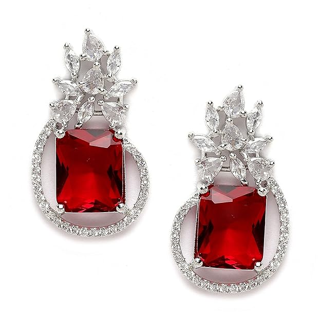 American Diamond Paisley Stud Earrings