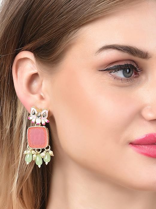 Multicolor Enamel Chand Bali Jhumka Earrings Set Of 2