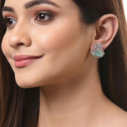 American Diamond Triangular Stud Earrings