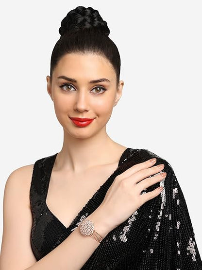 Rose Gold Plated Bracelet with Dazzling Cubic Zirconia Kada Style