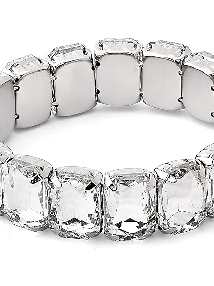 Silver Bracelets for Ladies with Dazzling Stone Party Bling Design