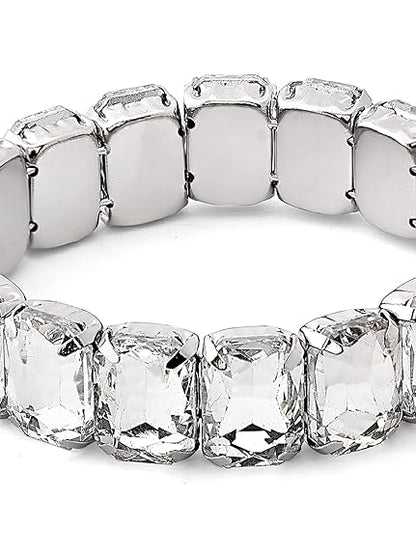 Silver Bracelets for Ladies with Dazzling Stone Party Bling Design