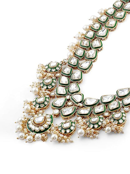 Kundan Meenakari Jewellery Green Bridal Set