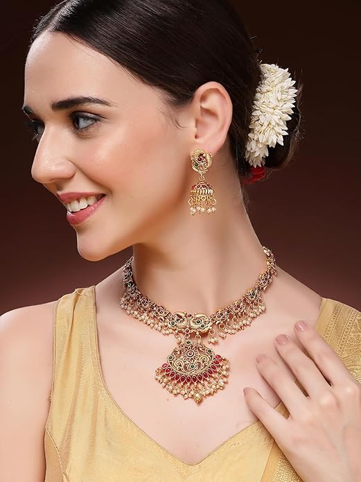 Bridal Temple Jewellery Pearl Choker Set
