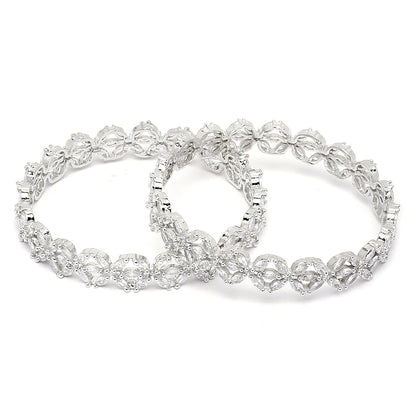 Silver Plated Bracelets Floral Design Set of 2