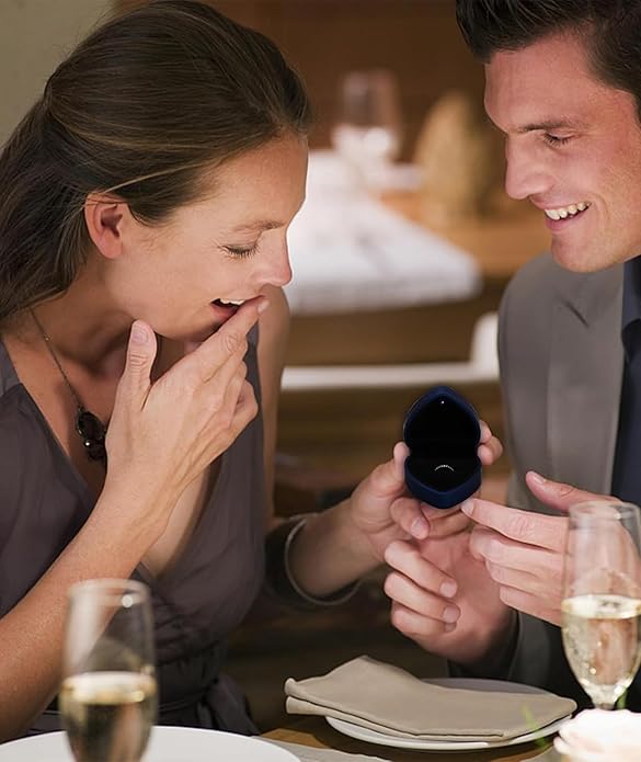 Proposal Ring Box with Light in Blue Elegant Design for Engagement & Romantic Surprise