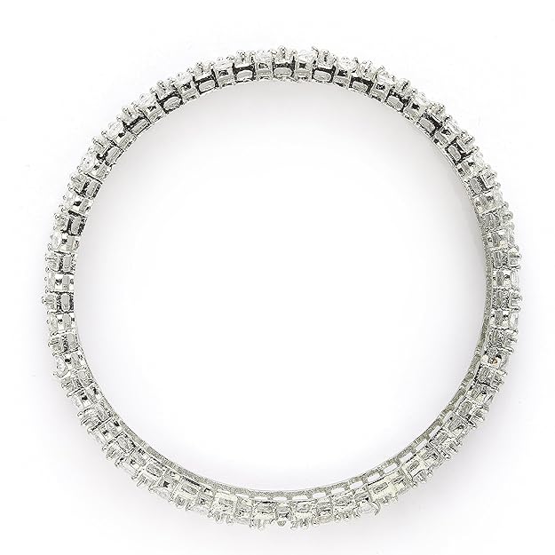 American Diamond Bracelets Rhodium Plated Silver Set