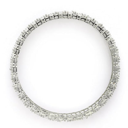 American Diamond Bracelets Rhodium Plated Silver Set