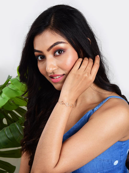 Adjustable Diamond Crystal Rose Gold Charm Bracelet