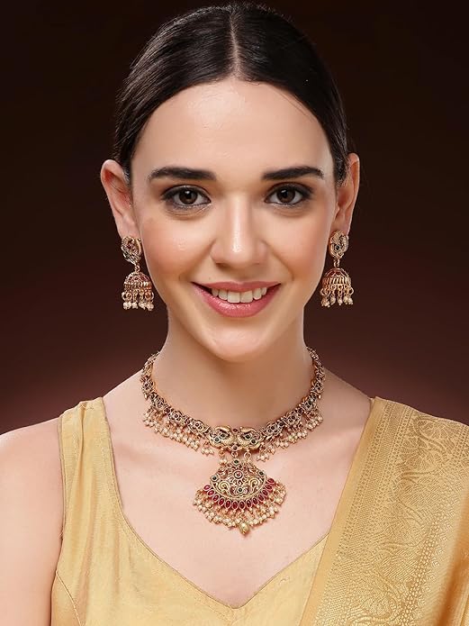 Bridal Temple Jewellery Pearl Choker Set