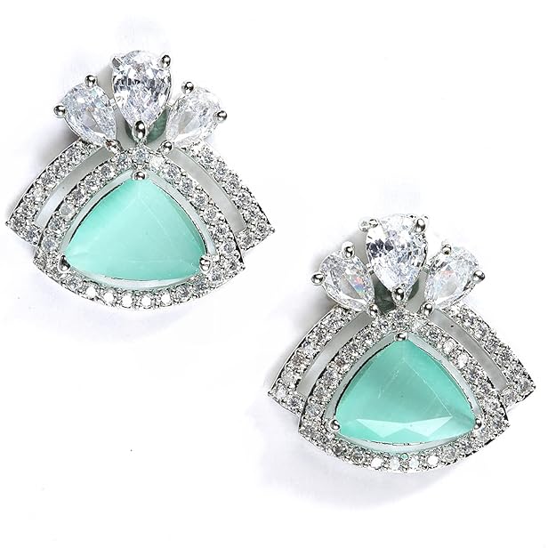American Diamond Triangular Stud Earrings