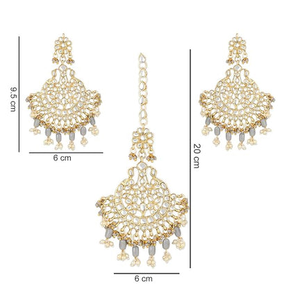 Pearl embellished maang tikka for bridal and festive occasions