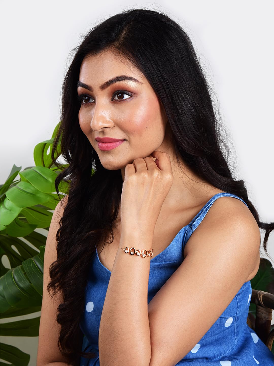 Adjustable Diamond Crystal Rose Gold Charm Bracelet