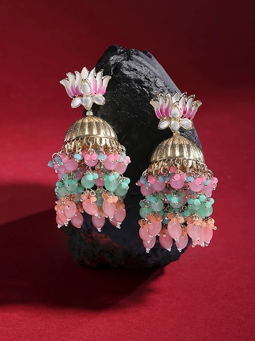 Multicolor Meenakari Layered Jhumki Drop Earrings