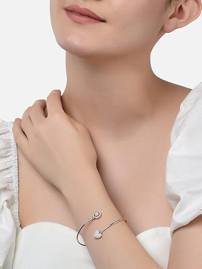 Rose Gold Charm Bracelet CZ Contemporary Set