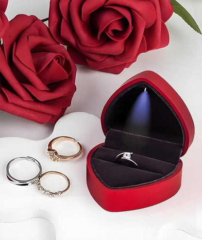 Proposal Ring Box with Light in Blue Elegant Design for Engagement & Romantic Surprise