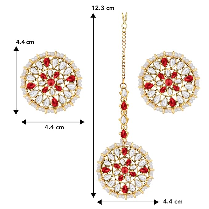 Mang Tika Bridal in Traditional Kundan Pearl Earring Jewellery Set