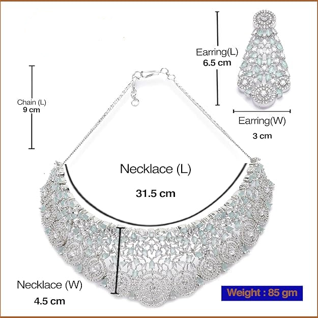 American diamond necklace set with matching earrings