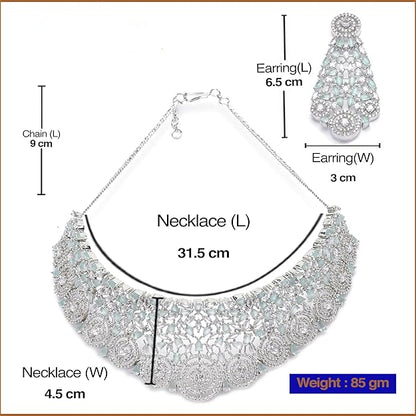 American diamond necklace set with matching earrings