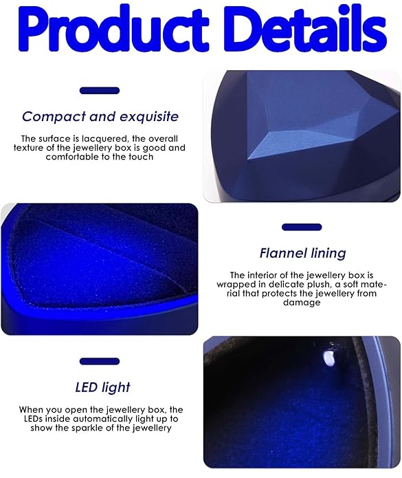 Proposal Ring Box with Light in Blue Elegant Design for Engagement & Romantic Surprise