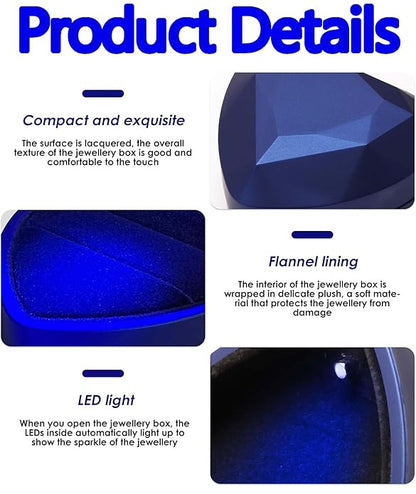 Proposal Ring Box with Light in Blue Elegant Design for Engagement & Romantic Surprise