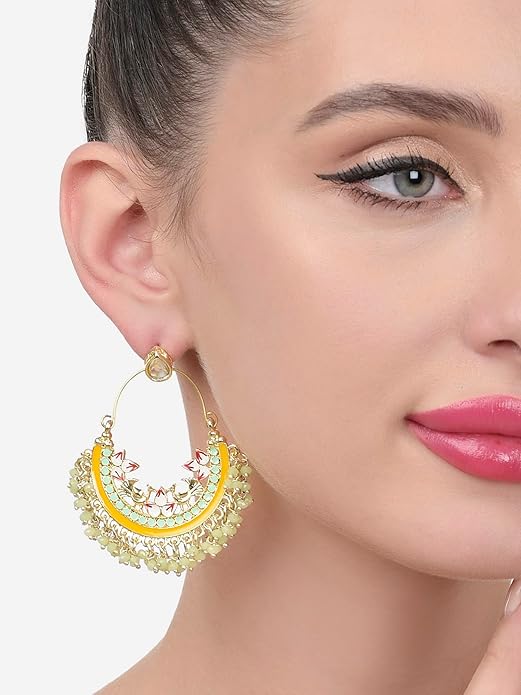 Multicolor Meenakari Chandbali Drop Earrings
