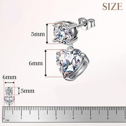 Dangle Earrings for Women in 925 Sterling Silver with Solitaire Zirconia Brilliance