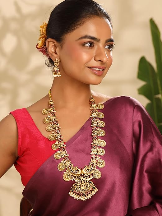 Temple Necklace Gold Long Traditional Set