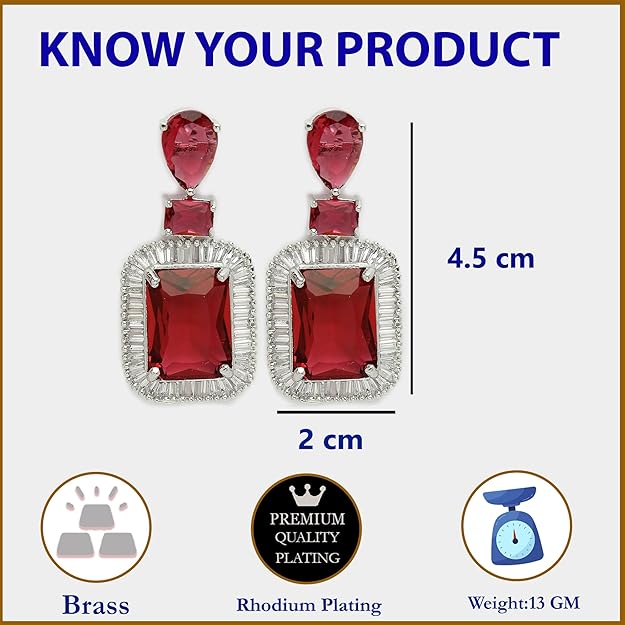 American Diamond Crystal Studded Drop Earrings