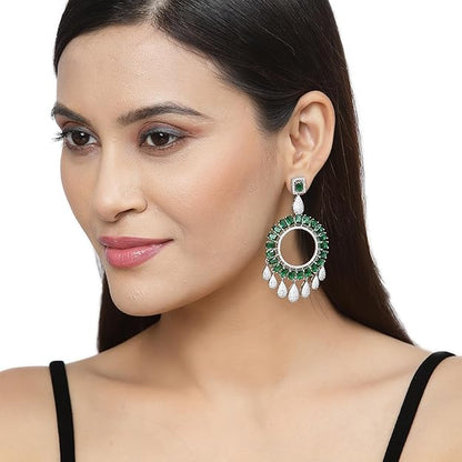American Diamond Circular Handcrafted Drop Earrings