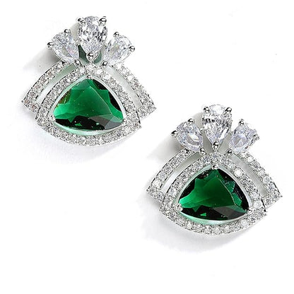 American Diamond Triangular Stud Earrings