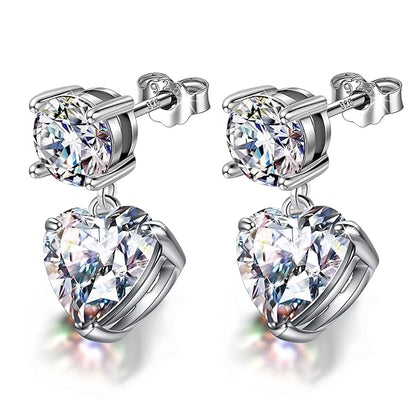Dangle Earrings for Women in 925 Sterling Silver with Solitaire Zirconia Brilliance